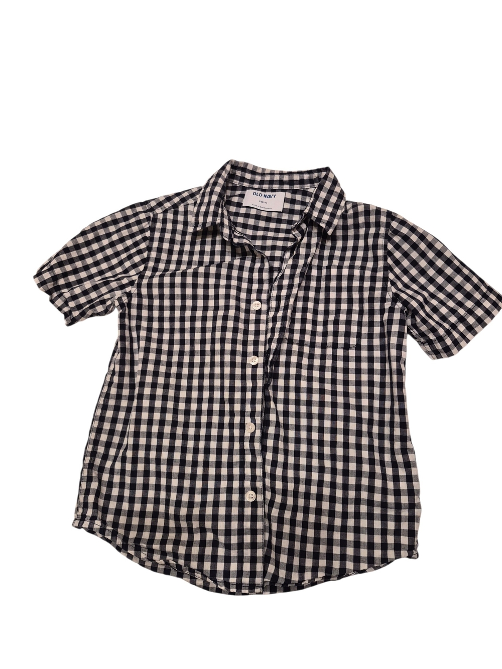 Old Navy Black and White Gingham Short-Sleeve Button-Down Kids Shirt